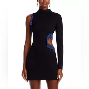 NWT STAUD Kristen Beaded Minidress Black